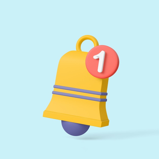 PSD notification bell icon isolated 3d render illustration