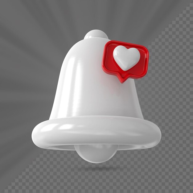 PSD notification bell with love icon