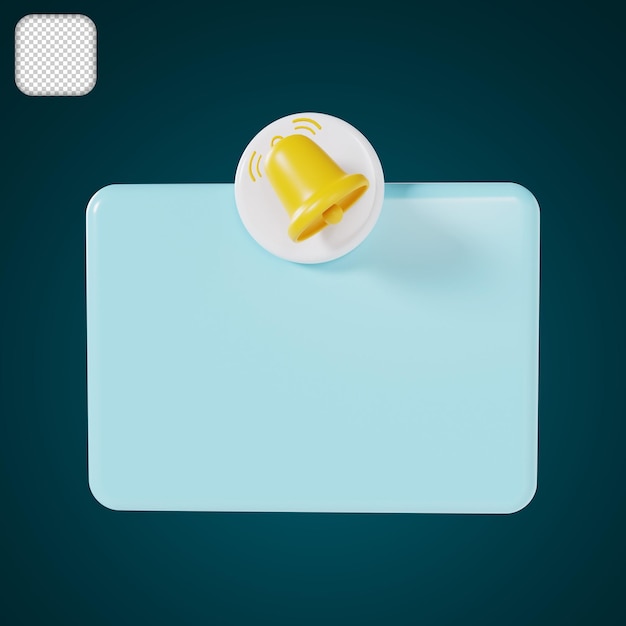 Notification Message Bell Icon 3d illustration