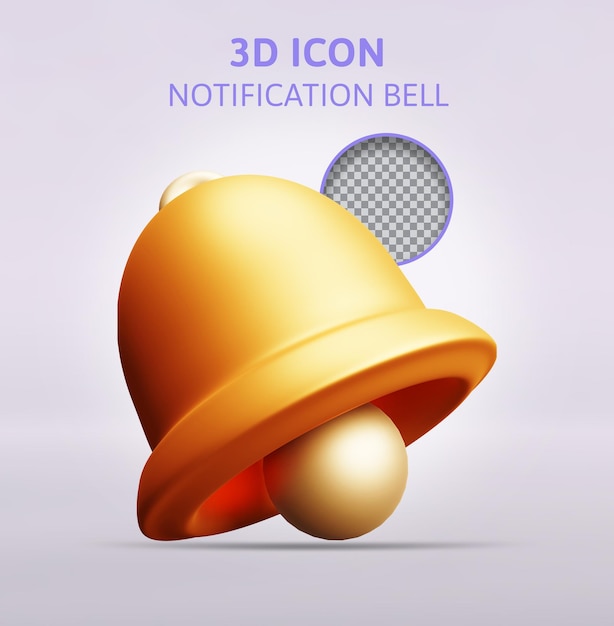 Notification message bell icon 3d render illustration