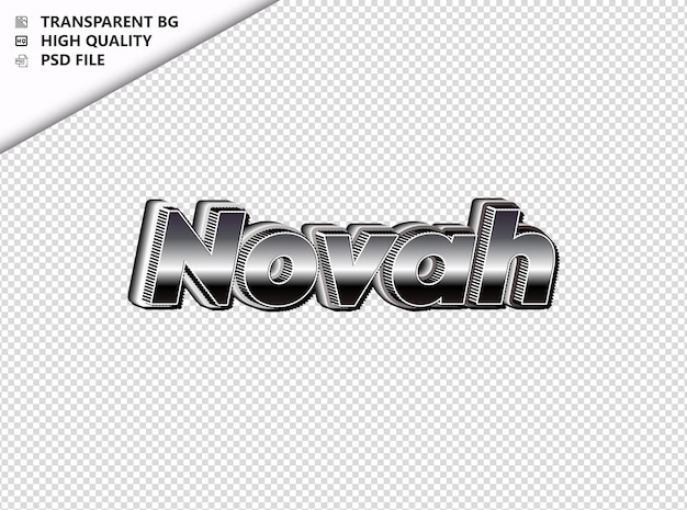PSD novah typography tekst srebrny czarny psd przezroczysty