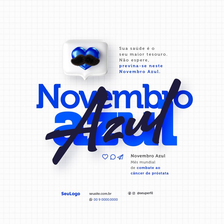 PSD november azul concept psd template post mes de prevencao doen kanker van de prostaat