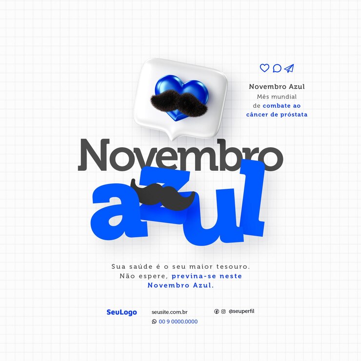 PSD november azul concept psd template post mes de prevencao doen kanker van de prostaat