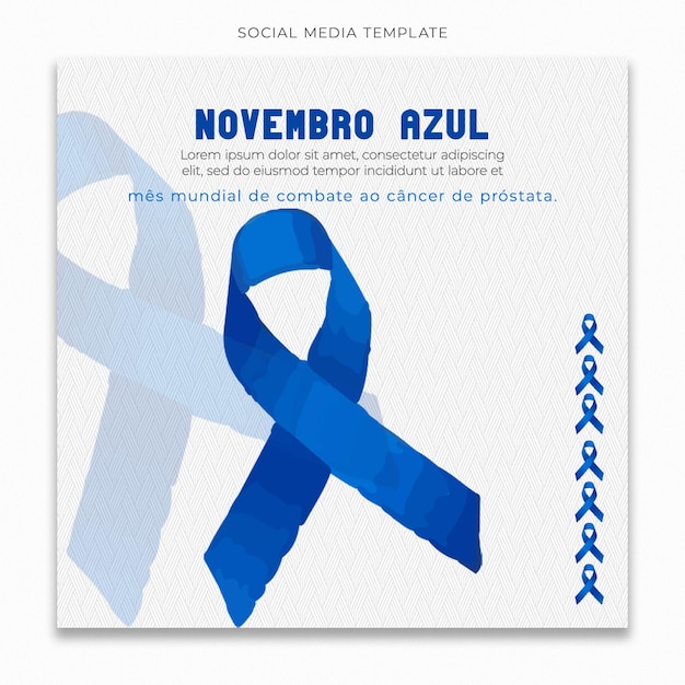 PSD modello di social media di novembre azul per il feed di post di instagram