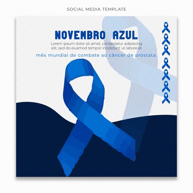 Novembro azul social media template for instagram post feed