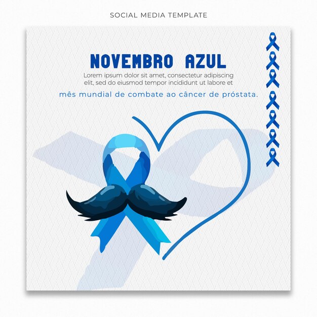 Novembro azul social media template for instagram post feed