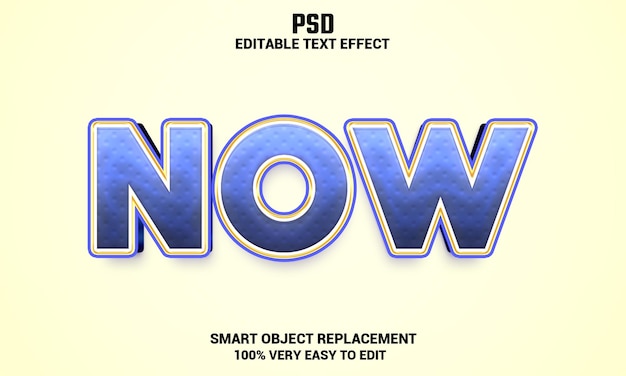 now 3d editable text effect with background premium psd