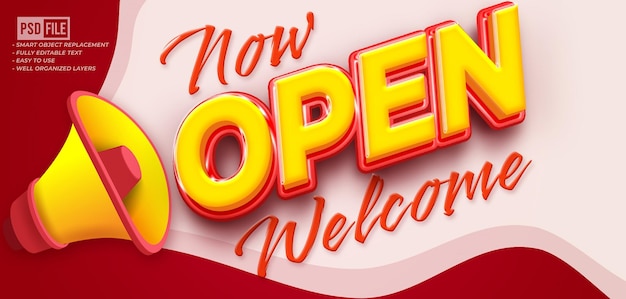 Now open invitation announcement with custom text editable 3D style text effect