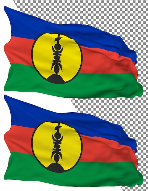 Nowa Kaledonia Flaga Fala Białym Tle Zwykły Bump Tekstury Przezroczyste Tło Renderowania 3d