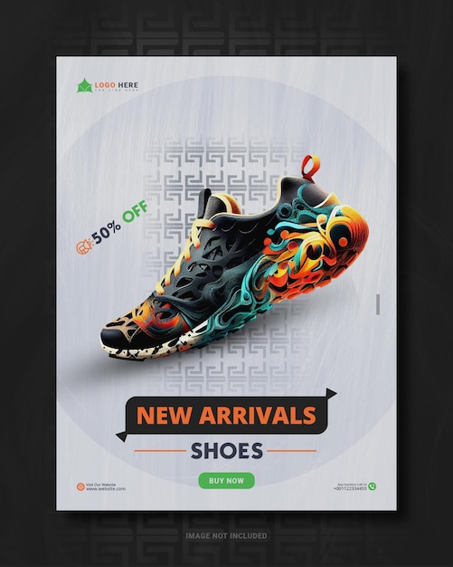PSD nowa kolekcja butów sportowych intragram historie i projekt szablonu plakatu