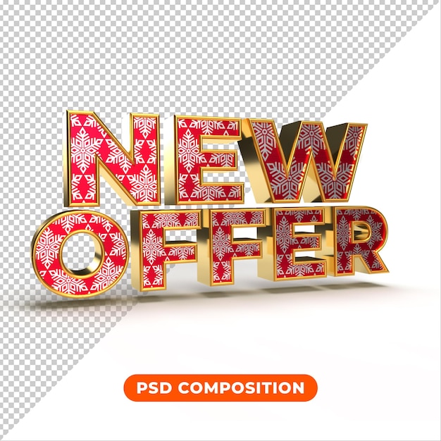 PSD nowa oferta renderowania tekstu w stylu 3d na białym tle