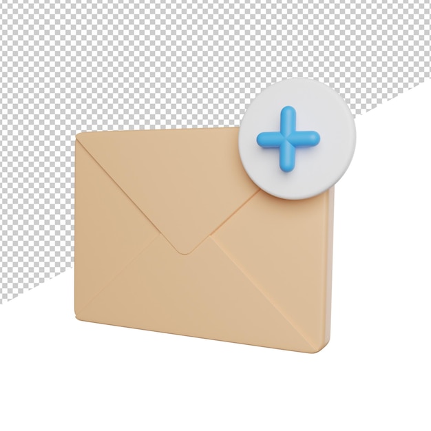 Nowa poczta list widok z boku ilustracja ikony renderowania 3d na przezroczystym tle
