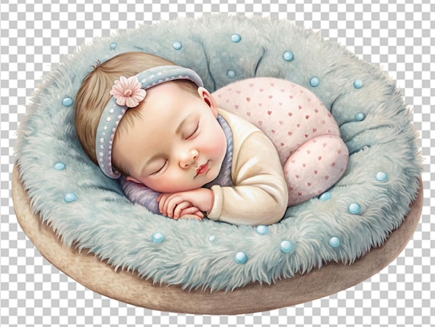 PSD nowo narodzone dziecko śpi na poduszce