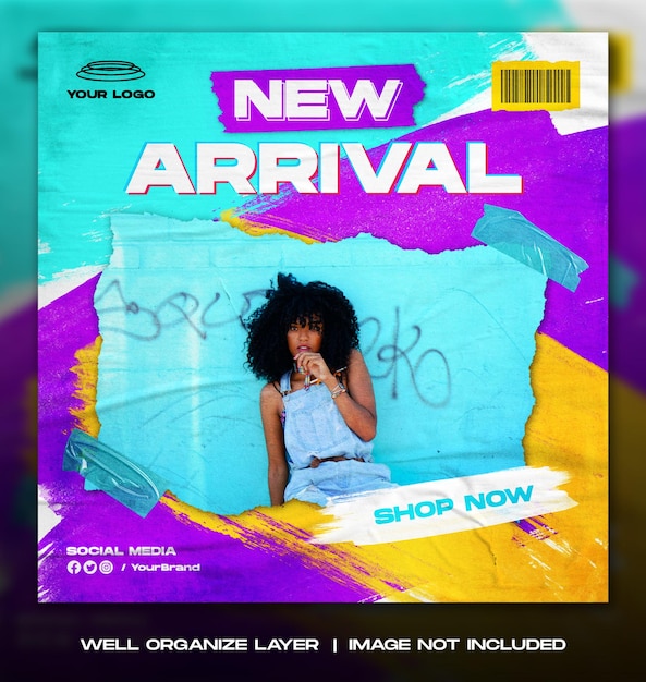 Nowoczesna Cyber Urban Fashion Streetwear Futurystyczna Koncepcja Social Media Instagram Post Banner Template