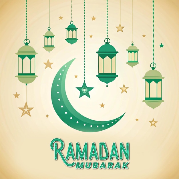 Nowoczesna sylwetka meczetu Ramadan Kareem Design i świąteczne światła