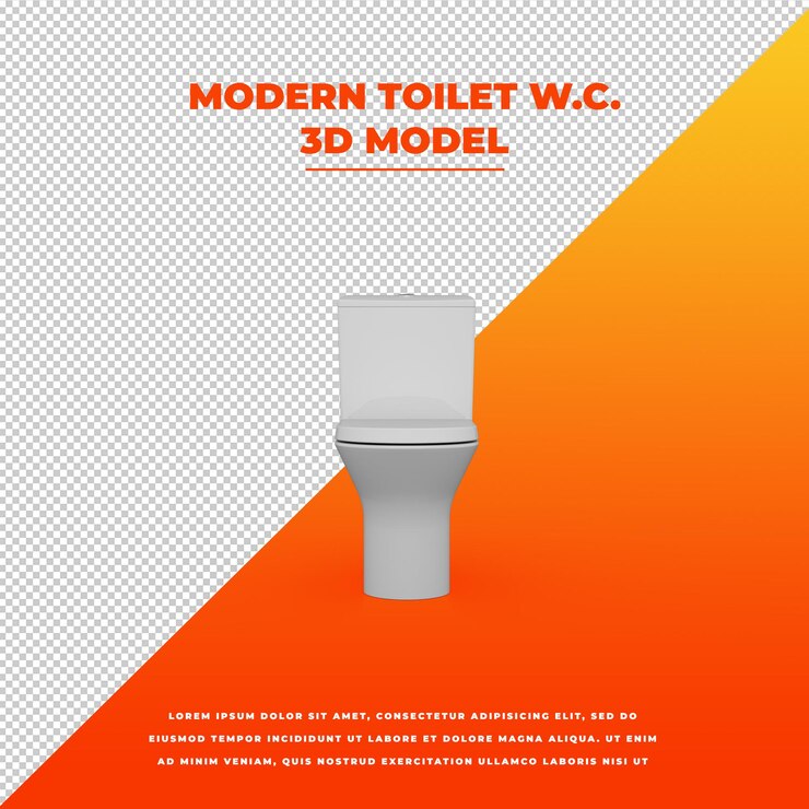 PSD nowoczesna toaleta wc 3d na białym tle model