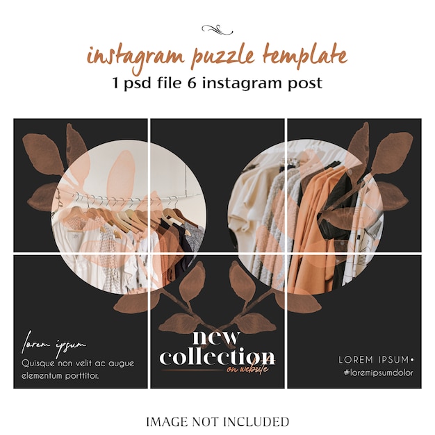 PSD nowoczesne, kreatywne i stylowe puzzle instagram, siatka, szablon kolażu