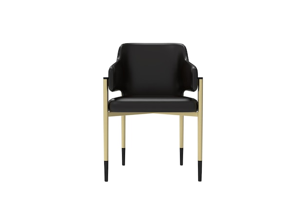 PSD nowoczesne, luksusowe krzesło z czarnej skóry izolowane na białym tleelementy architektury