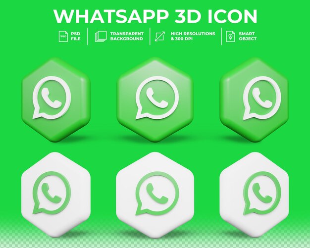 PSD nowoczesne media społecznościowe whatsapp na białym tle ikona 3d