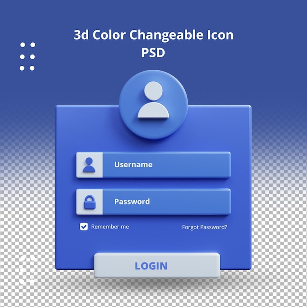 PSD nowoczesne niebieskie szablony stron logowania do sieci web render 3d