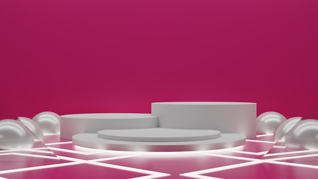 PSD nowoczesne renderowanie 3d białe podium na różowym tle