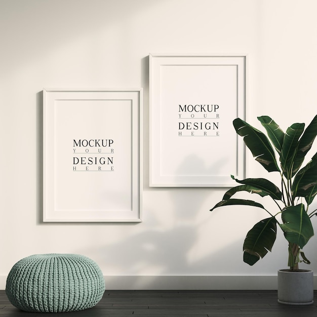 nowoczesne wnętrze salonu z plakatem makiety