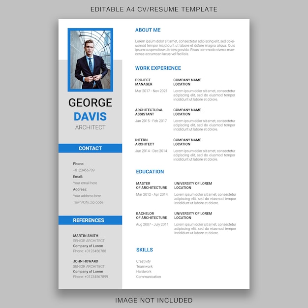 Nowoczesny minimalistyczny prosty szablon życiorysu CV