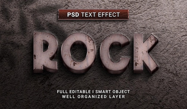 PSD nowoczesny rockowy efekt tekstowy w stylu 3d