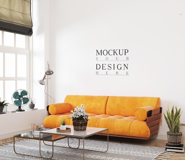 nowoczesny salon z makietą ścienną
