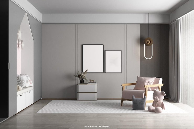 PSD nowoczesny wystrój wnętrz w renderowaniu 3d