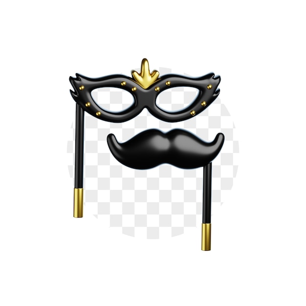 Noworoczna impreza z maską i wąsami 3D