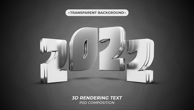 Nowy Rok 2022 Renderowania Tekstu Metalicznego 3d