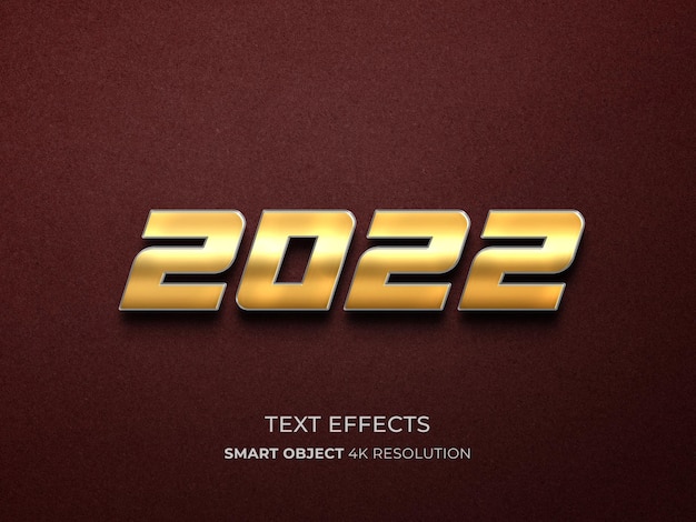 Nowy Rok 2022 Złoty Efekt Tekstowy 3d