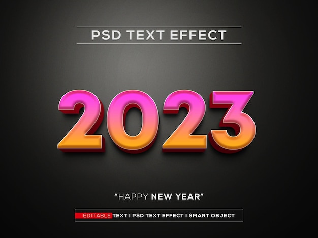 Nowy Rok 2023 Edytowalny Efekt Tekstowy 3d