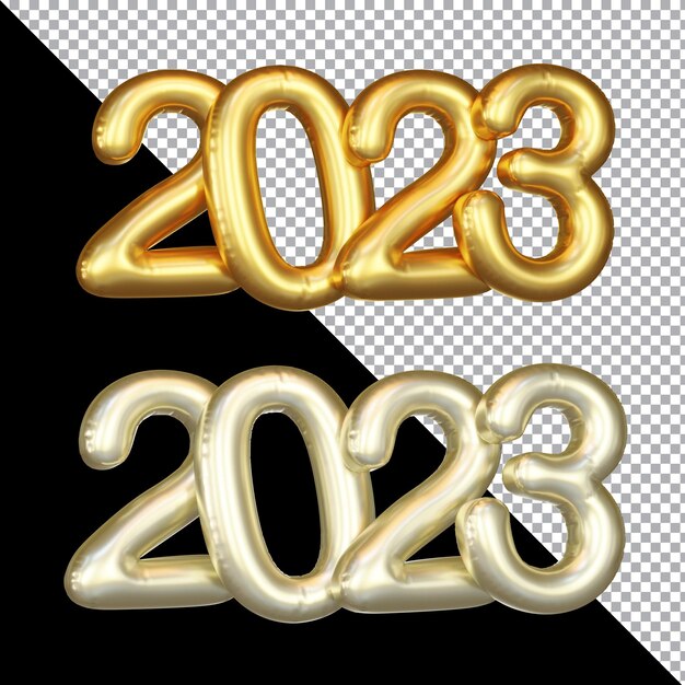 Nowy rok 2023 na białym tle renderowania 3D dla elementu projektu