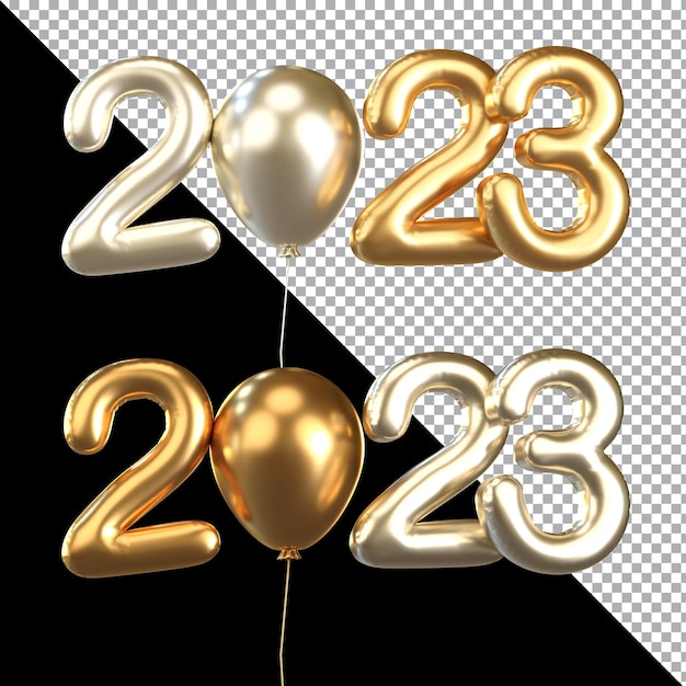 Nowy rok 2023 na białym tle renderowania 3D dla elementu projektu