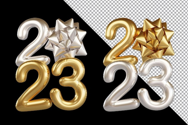 Nowy rok 2023 na białym tle renderowania 3D dla elementu projektu