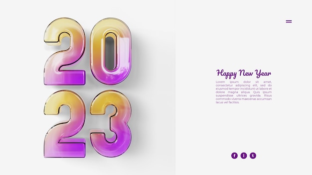 Nowy Rok 2023 Szablon Strony Internetowej Z Typografią 3d 02