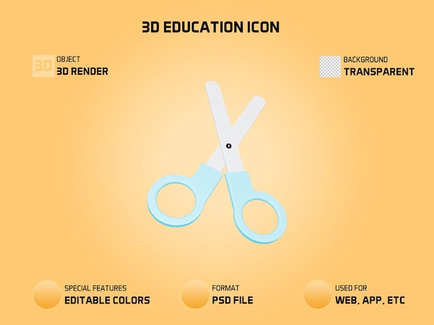 Nożyczka Ikona Edukacji 3d