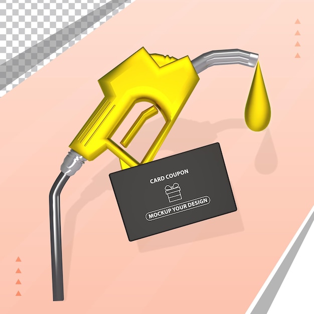 PSD nozzle fuel green handle with coupon mockup card background isolated