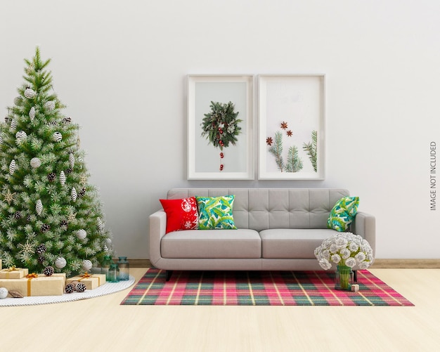 Nterior poster mock-up met kerstboom