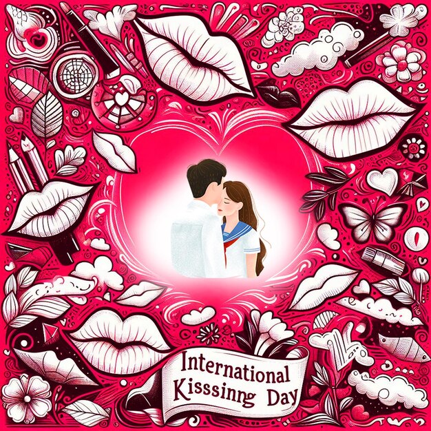 PSD nternational kissing day illustration