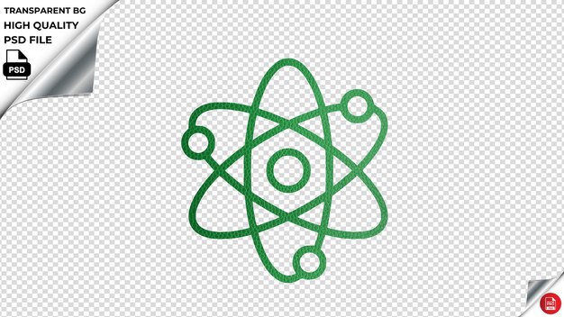 PSD corpuscolo atomico energia fisica scienza vettore iconia di lusso pelle verde tessuto psd trasparente