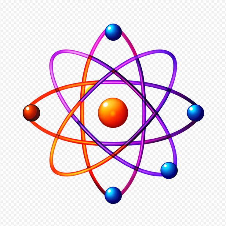 PSD a nuclear atom with blue lines and circles