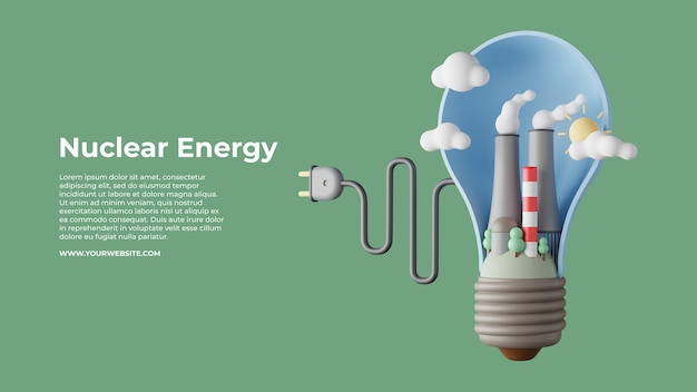 PSD illustrazione 3d di energia nucleare