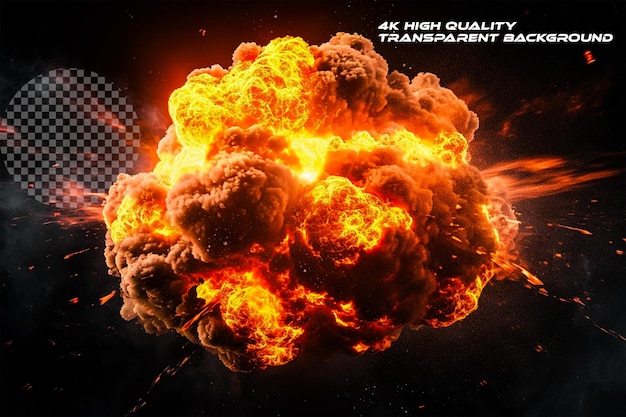 PSD nuclear explosion fire effect on transparent background