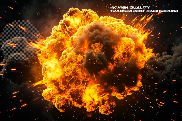 PSD nuclear explosion fire effect on transparent background