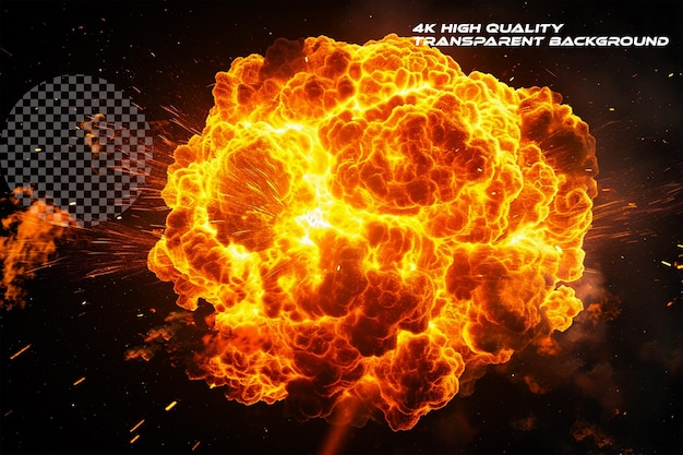 PSD nuclear explosion fire effect on transparent background