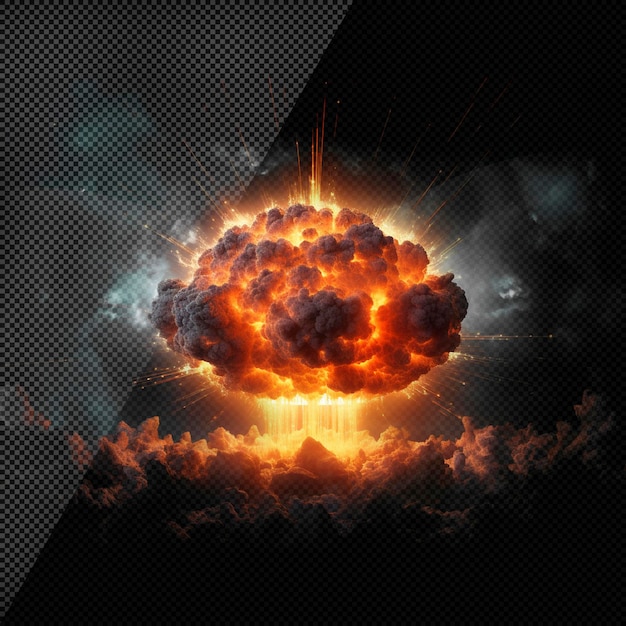 Nuclear explosion fire effect transparent background