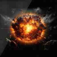 PSD nuclear explosion fire effect transparent background